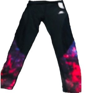 Lotus legging XL black with print & mesh panel NWT